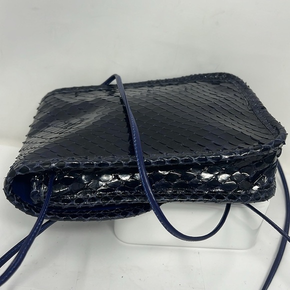 Carlos Falchi Dark Purple Eggplant Python Crossbody Bag - Picture 5 of 11